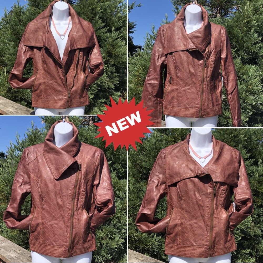 🆕 CoffeeShop Moto style faux leather large Jacket